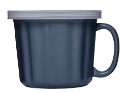 Soup mug with lid,  blue