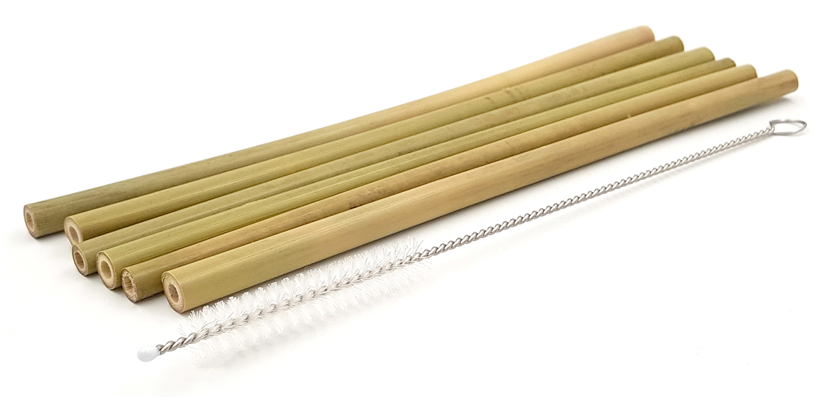BAM BAM - Bamboo Straws set of 6 with cleaning brush